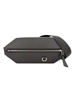 Loewe Belt Bag Convertible Shoulder Crossbody Leather Dark Gray Silver